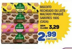 Costazul Supermercados Biscoito recheado ou leite maltado piraquê 160g oferta