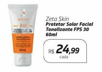 Drogal Zeta skin protetor solar facial tonalizante fps 30 60ml oferta