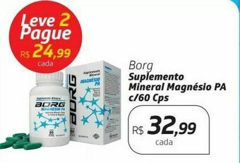 Drogal Borg suplemento mineral magnésio pa c/60 cps oferta