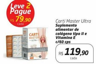 Drogal Carti master ultra suplemento alimentar de colágeno tipo ii e vitamina e c/60 cps oferta