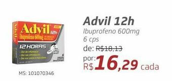 Drogal Advil 12h ibuprofeno 600mg 6 cps oferta