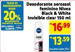 Mercado Extra Desodorante aerossol feminino Nivea Black & White Invisible clear oferta