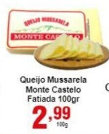 Rossi Supermercado Queijo Mussarela Monte Castelo fatiada 100g oferta