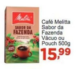 Rossi Supermercado Cafe Melitta sabor da Fazenda vacuo ou pouch 500g oferta
