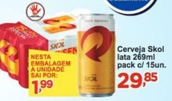 Rossi Supermercado Cerveja Skol Lata 269ml pack c/ 15un. oferta