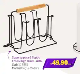 Preçolândia Suporte para 6 Copos Eco Design Black - Arthi oferta