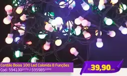 Preçolândia Cordão Bolas 100 Led Colorida 8 Funções oferta