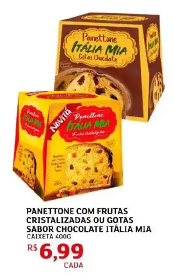 Panettone com frutas cristalizadas ou gotas sabor chocolate itália mia caixeta