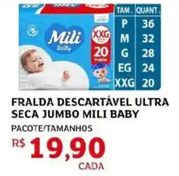 Assaí Atacadista Fralda descartável ultra seca jumbo mili baby oferta