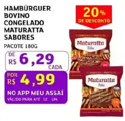 Assaí Atacadista Hamburguer bovino congelado maturatta sabores oferta