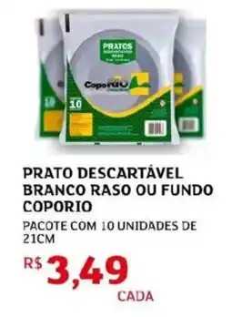 Assaí Atacadista Prato descartável branco raso ou fundo coporio oferta
