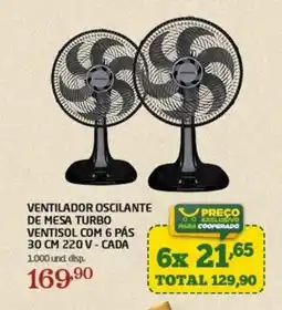 Cooper Ventilador oscilante de mesa turbo ventisol com 6 pás 30 cm 220 v - cada oferta