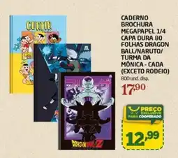 Cooper Caderno brochura megapapel 1/4 capa dura 80 folhas dragon ball/naruto/ turma da mônica - oferta