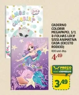 Cooper Caderno colorir megapapel 1/1 8 folhas loly/ sissi animativa cada (exceto rodeio) oferta