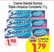 Cercadão Creme dental Sorriso Tripla Limpeza Completa 70g oferta