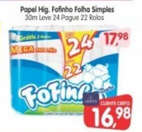 Cercadão Papel hig. Fofinho Folha Simples oferta
