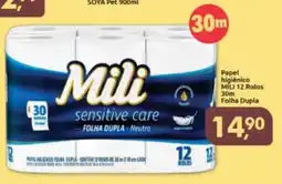 Supermercados Nori Papel higiênico MILI 12 Rolos 30m Folha Dupla oferta