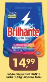 Supermercados Nori Sabão em pó BRILHANTE Sachê Limpeza Total oferta