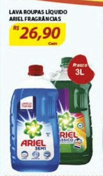 Assaí Atacadista Lava roupas Liquido Ariel fragrancias 3L oferta