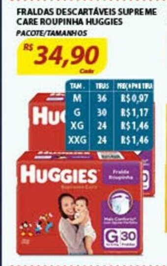 Assaí Atacadista Fraldas Descartaveis Supreme Care Roupinha Huggies oferta