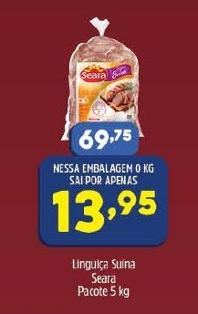 Arena Atacado Linguica Suina Seara pacote 5kg oferta