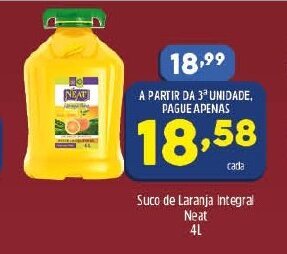 Arena Atacado Suco de Laranja Integral Neat 4L oferta