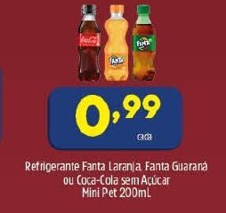 Arena Atacado Refrigerante Fanta Laranja Fanta Guarana ou Coca Cola sem Acucar Mini Pet 200ml oferta