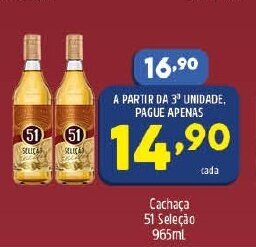 Arena Atacado Cachaca 51 Selecao 965ml oferta