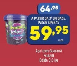Arena Atacado Acai com Guarana Frutalli balde 3.6kg oferta