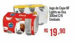 Mart Minas Jogo de copo nf lights ou oca 300ml c/6 oferta
