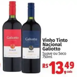 Supermercados Mateus Vinho Tinto Nacional Galiotto Suave ou Seco oferta