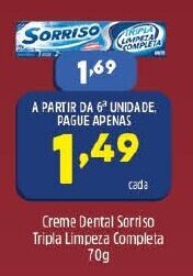 Arena Atacado Creme dental Sorriso Tripla Limpeza Completa 70g oferta