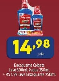 Arena Atacado Enxaguante Colgate Leve 500ml Pague 350ml oferta