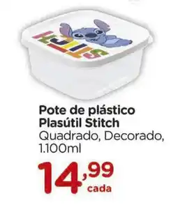 Carrefour Pote de plástico Plasútil Stitch Quadrado, Decorado, oferta