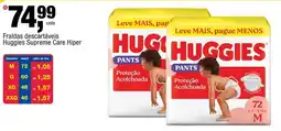 Frangolândia Fraldas descartáveis Huggies Supreme Care Hiper oferta
