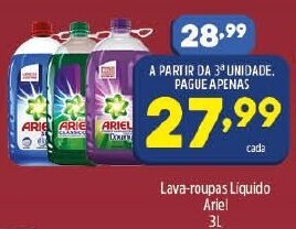 Arena Atacado Lava roupas Liquido Ariel 3L oferta