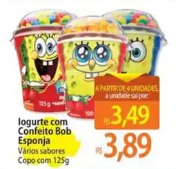 Atacadão logurte com Confeito Bob Esponja Vários sabores Copo oferta