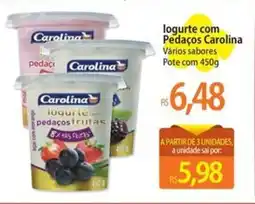 Atacadão logurte com Pedaços Carolina Vários sabores Pote oferta