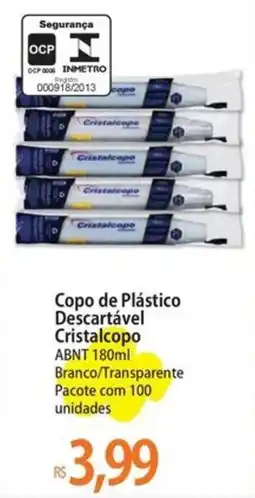 Atacadão Copo de Plástico Descartável Cristalcopo oferta