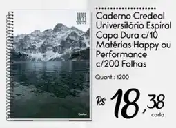 Giassi Supermercados Caderno Credeal Universitário Espiral Capa Dura c/10 Matérias Happy ou Performance c/200 Folhas oferta
