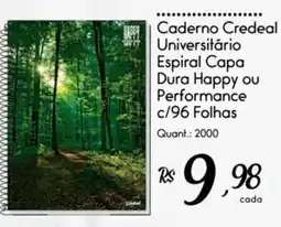 Giassi Supermercados Caderno Credeal Universitário Espiral Capa Dura Happy ou Performance oferta