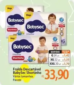 Atacadão Fralda Descartável BabySec Shortinho oferta
