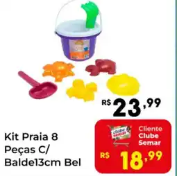 Semar Supermercado Kit Praia 8 Peças C/ Balde 13cm Bel oferta