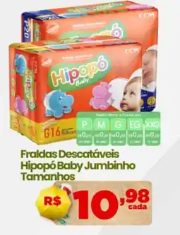 Ultrabox Fraldas Descartáveis Hipopó Baby Jumbinho Tamanhos oferta