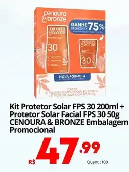 Althoff Supermercados Kit Protetor Solar FPS 30 + Protetor Solar Facial FPS 30 CENOURA & BRONZE Embalagem Promocional oferta