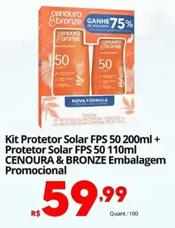 Althoff Supermercados Kit Protetor Solar FPS 50 + Protetor Solar FPS 50 CENOURA & BRONZE Embalagem oferta
