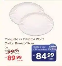 Barbosa Supermercados Conjunto c/ 2 Pratos Wolff Colibri Branco 19cm oferta