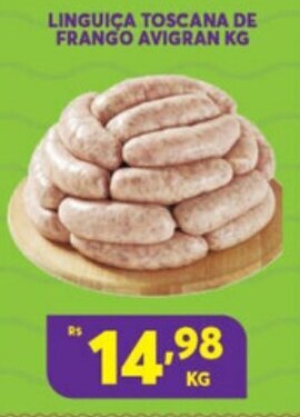 Atacadão Centro Sul Linguica Toscana de Frango Avigran 1kg oferta