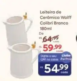 Barbosa Supermercados Leiteira de Cerâmica Wolff Colibri Branco oferta