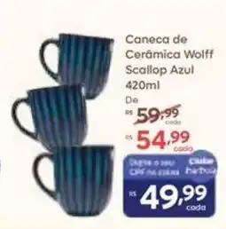 Barbosa Supermercados Caneca de Cerâmica Wolff Scallop Azul oferta